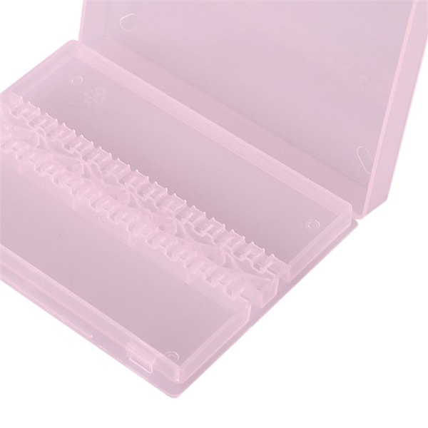 14 Håls Professionell Nagelkonst Polering Slipning Borr Bitshållare Display Förvaringslåda Rosa