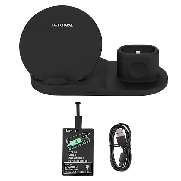 3 i 1 10W trådlös laddningsdockningsstation snabbladdning för iPhone/AirPods/iWatch (Android B)