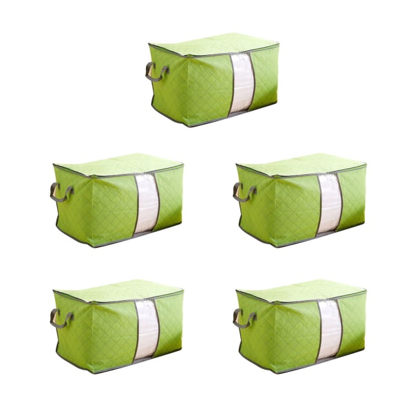 5 st bärbara kläder vikbara förvaringsväska dammtät täcke arrangör non-woven tyg stor storlek grön