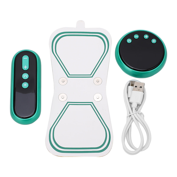 Återanvändbara elektrodplattor, värms upp till 46°C för terapeutisk lindring, portabel muskelstimulator med 19 styrkenivåer, smart kontroll &amp; display,