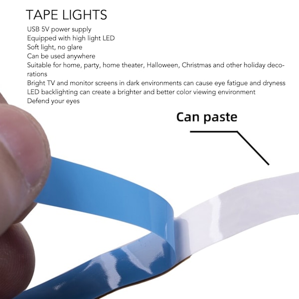 11,5 fot LED-stripe lys USB-strømforsyning Bluetooth-skjermbakgrunnsbelysning RGB-tape lys med fjernkontroll for hjemmefest