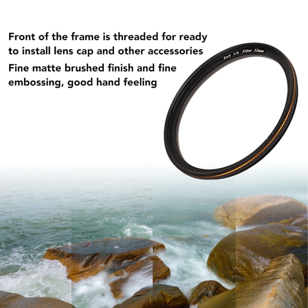 Soft Diffusion 1/4 Filter Mist Dreamy Cinematic Effect Filter Matte Frosted Optical Glass Filter til DSLR-kamera Mikroobjektiv 52mm
