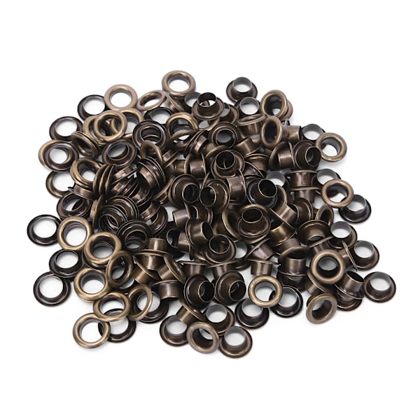 100 st 6 mm mässing dubbelsidig öljett ihålig nit för kläder väska / bälte / sko (brons)