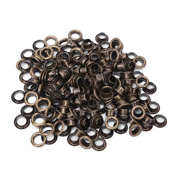 100 stk 6mm messing dobbeltsidig øyelapp hul nitte for klær veske / belte / sko (bronse)