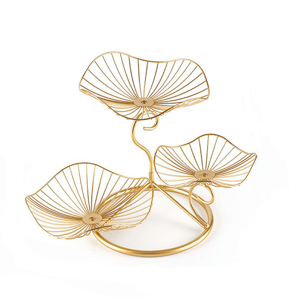 Elegant 3-vånings Fruktkorg, Utrymmesbesparande Multifunktionell Design För Kök Kontorsinredning, Dekorativ Metallskål Med Rostskyddsmålad Finish