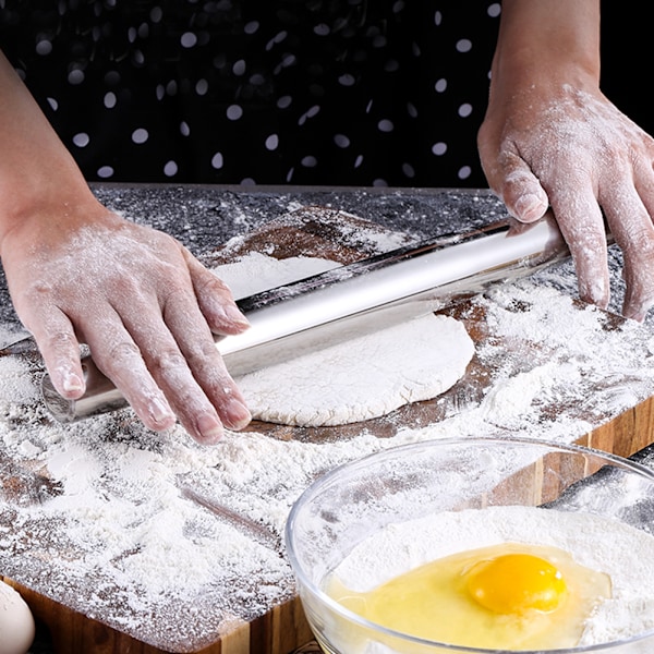 Non-stick rullende kagerulle i rustfrit stål til kagedej, bageværktøj