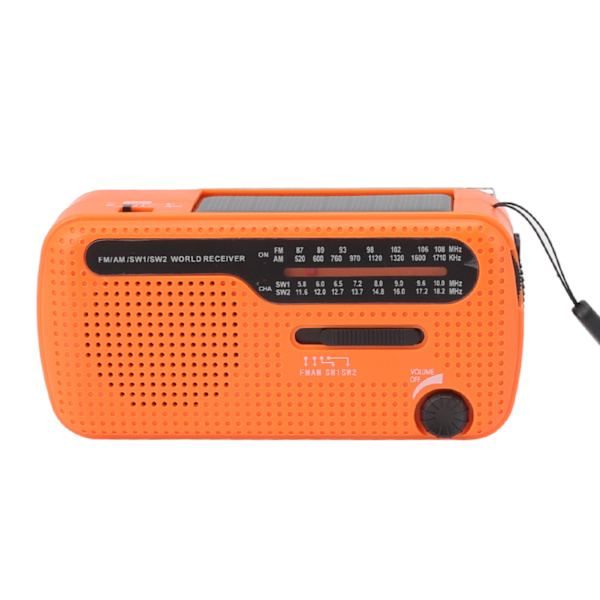 Håndsveivradio AM FM SW1 SW2 Solar Nød Værradio med