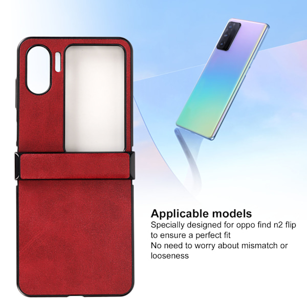 Etui for Oppo Find N2 Flip syntetisk skinn ultra tynn støtsikker telefonbeskyttende deksel for Oppo Find N2 Flip rød