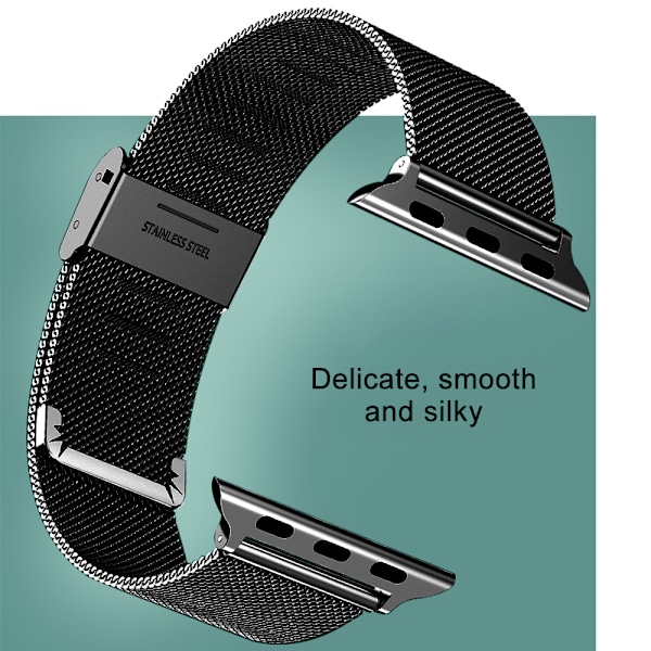 Kompatibel för Apple Watch Band 38-40mm /42-44mm, Rostfritt stål Loop Spänne Metallrem Armband Loop Replacement Band för Iwatch Series 4, Series