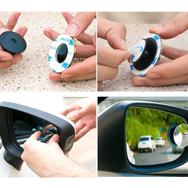 Blind Spot Mirror, Rear View Wide Angle, Stick on Black Round
