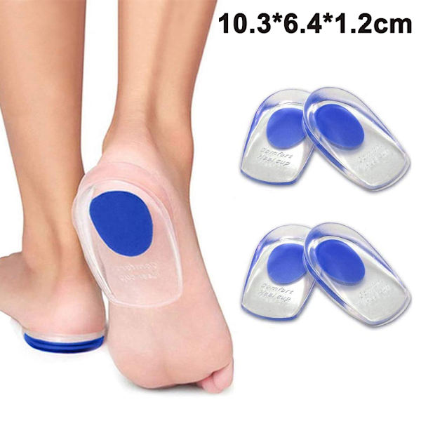 Gelhälkoppar Plantar Fasciitis-inlägg - Silikonhälkoppar för bensporrar Smärtlindrande skydd för dina ömma eller blåmärkena fötter Bästa innersulagelerna