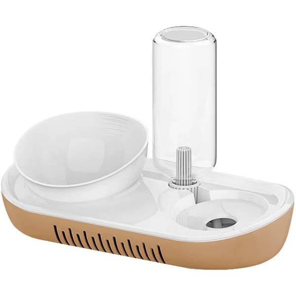 Pet Dining Revolution, Rostfri Skål med Läcksäker Automatisk Vattendispenser, Säkert Material för Hälsan, Lättrengjorda Dubbla Skålar, Halkfri