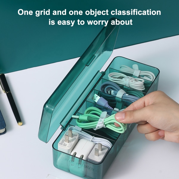 Kabelorganisatör Box Förvaring Skrivbord Data Kabel Sladd Förvaring Box Plast Kabelhantering Box med lock（vit）