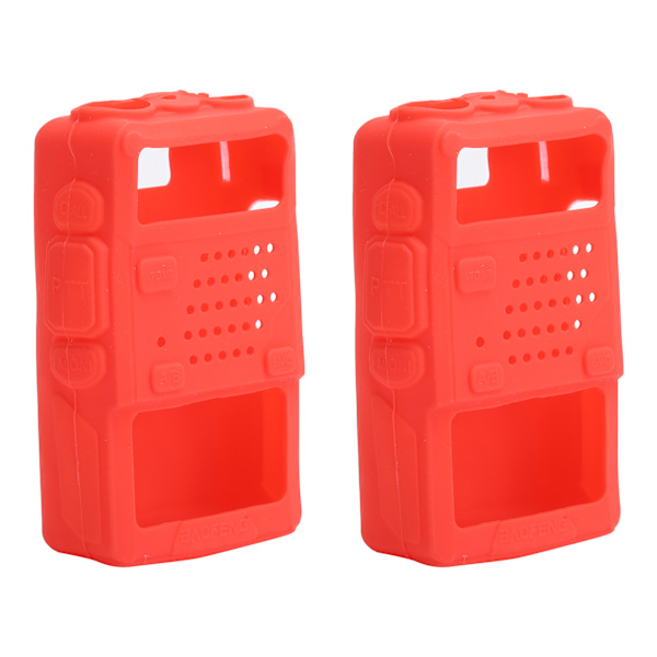 2 kpl Mini Walky Talky Silikoni Suojakuori Kaksitie Radio Suoja Baofeng UV5R (Punainen)