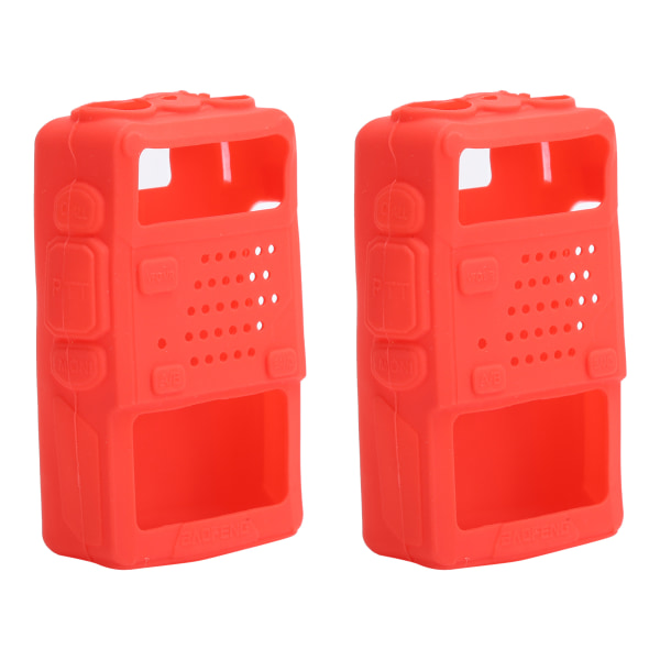 2PCS Mini Walky Talky Silikon Skyddande Mjukt Skal Tvåvägs Radio Skydd för Baofeng UV5R(Röd )