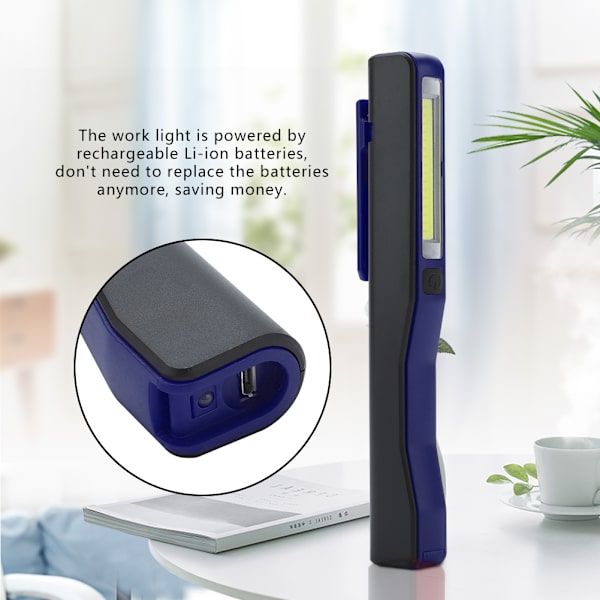 Genopladelig COB LED lommelygte hånd lomme pen arbejdslys med