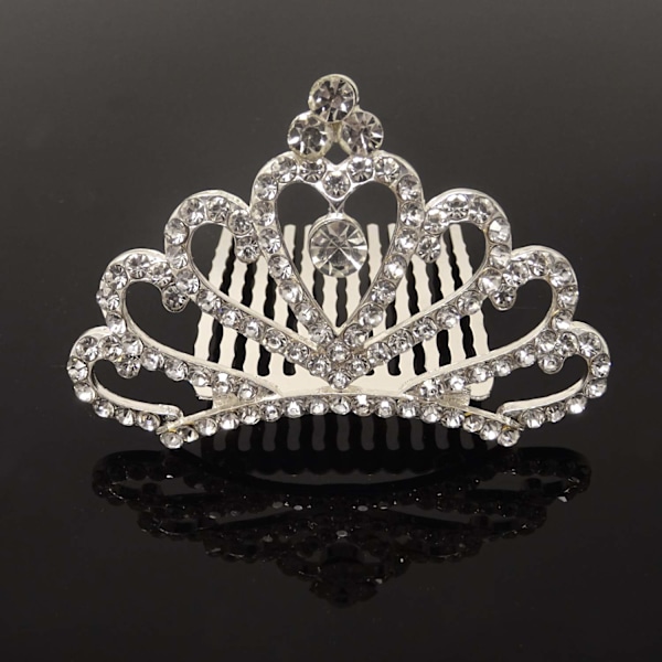 Strålande Kunglig Huvudprydnad, Briljant Strass Tiara Kam, Glittrande Kristalldekor Kammar för Förtrollande Födelsedagsprinsessfest, Silverpläterad Metall