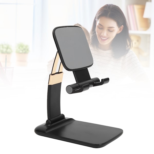 Justerbar stativ for mobiltelefon og nettbrett, webcast, onlinekurs, telefonholder, svart (sinklegering)