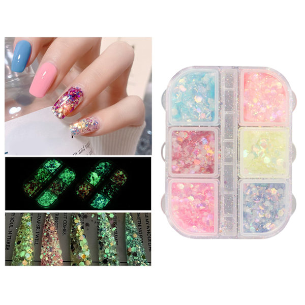 Tyyli B Kynsien Taidepaljetit Sekoitetut Värit Iridescent DIY Design Manikyyri Kynsien Taidekoristeet Kynsien Taide Glitterhiutaleet