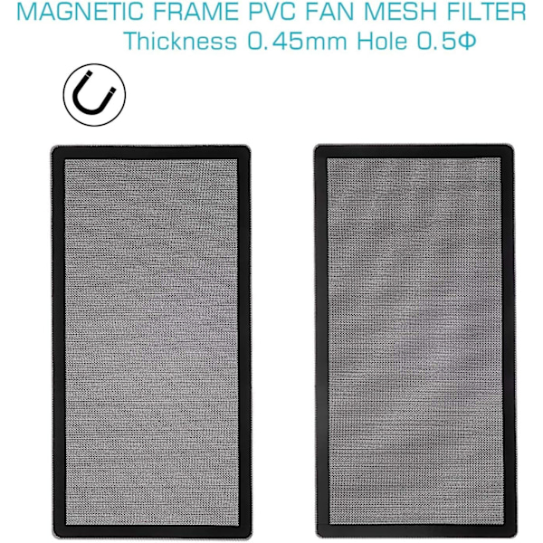 Tuulettimen pölysuodatinverkko magneettikehyksellä PVC PC tietokonekotelon tuulettimen pölysuojusritilät musta 360*120MM 2PACK
