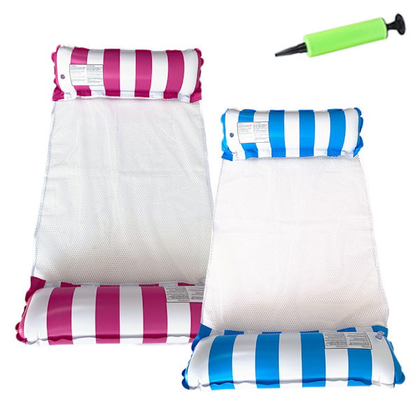 2-pack hängmattes uppblåsbar pool flytande, multifunktionella simbassängstillbehör som vattenlounge stol, hängmatta, sadel, drifter, vattenhängmatta