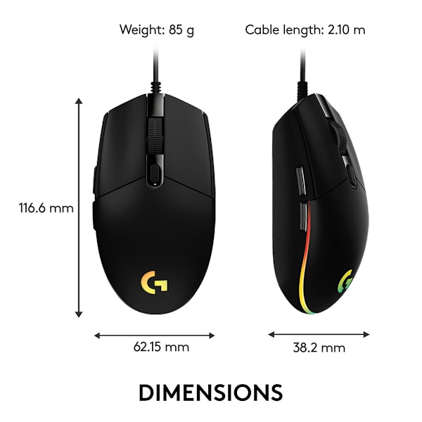 Precision Gamingmus med 6000 DPI-sensor, anpassningsbar Light Sync RGB för förbättrad visuell upplevelse, programmerbara knappar för anpassade kommandon, knapp