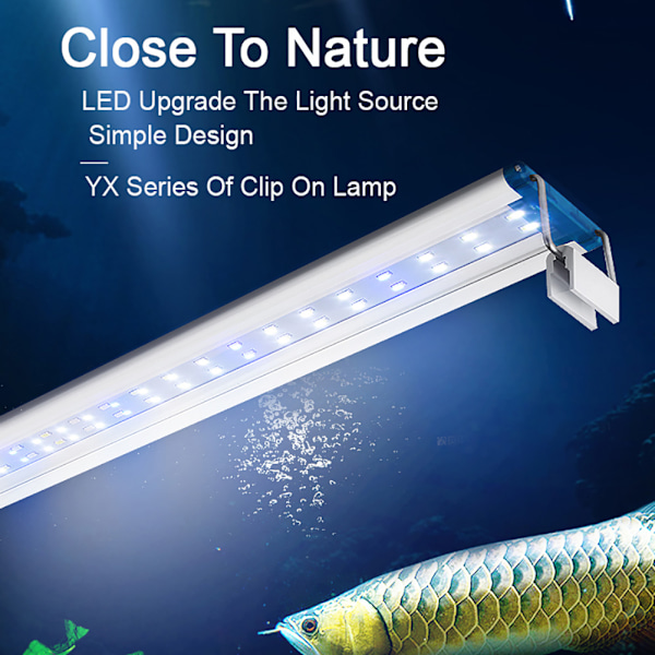 RGB+W Akvarielampa med Belysning, Fullspektrum LED för Optimal Växtlighet, Metall av Aluminiumlegering med Vattentäta Limfogar, Utdragbara Fästen för