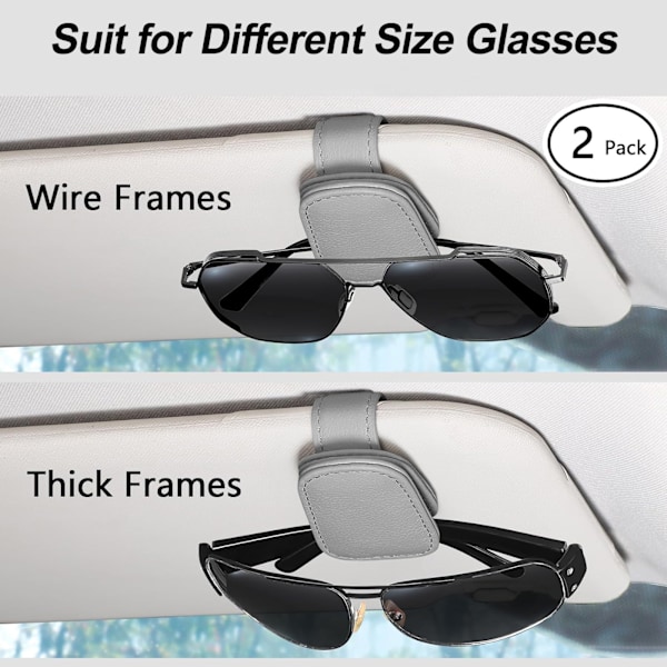 Zulbceo 2-pack solglasögonklämma för bil, solskyddsglasögonhållare klämma arrangör glasögonfäste med kortklämma för bilens inre solskydd och olika