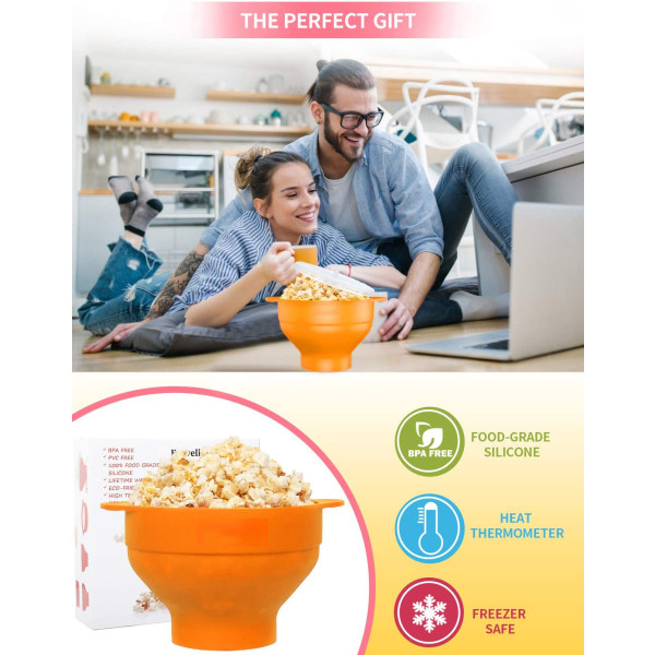 Popcorn Popper, Mikrovågssäker, Silikon Popcorn Maker Och Dis