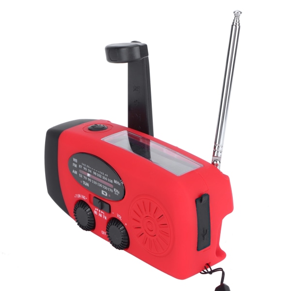QQT088 ABS Solenergi Nöd Multifunktion Handvev Radio Stöd FM/AM Ficklampa
