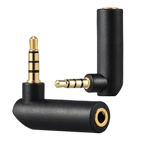 3,5 mm ljudadapter 90 grader 3,5 mm hane till 3,5 mm hona rätvinklig adapter hörlursadapter Aux-adapterkonverter för hörlurar bil