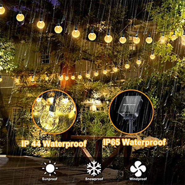 Solcellslingor 23ft 50 LED solfjärilslampor för