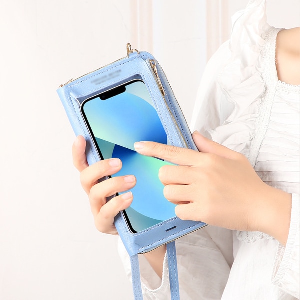 Crossbody mobiltelefonväskor för kvinnor, touch screen-väska, mobiltelefon läder plånbok handväska, axelväska
