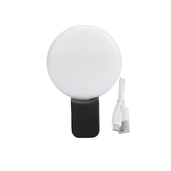 Mini telefon clip-on fyldlys USB genopladelig selfie ringlys til livestreaming (sort)