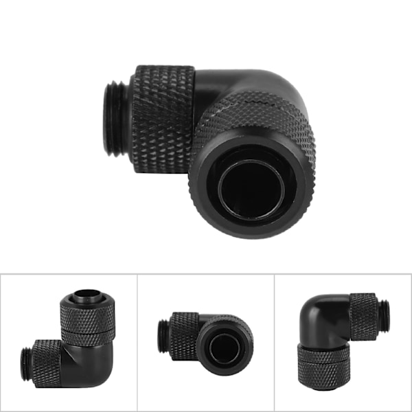 G1/4 Thread Water Cooling Fitting Thin Tube 90° Right Angle Elbow (Black)