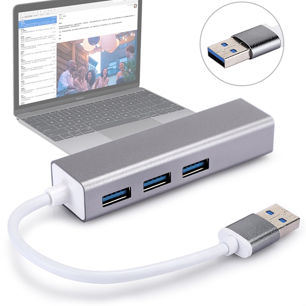 DM HE83 Aluminium Alloy Wired Netværkskort 100M USB 3.0 HUB Adapter USB til RJ45