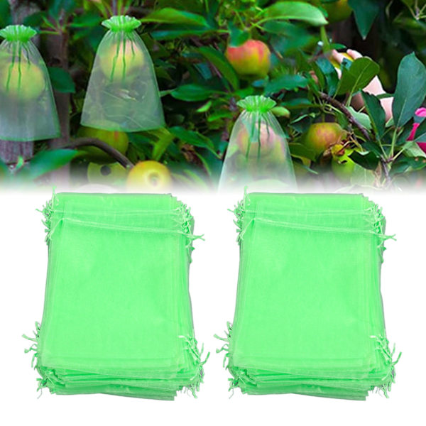 100PCS Fruit Protection Netting Bag Reusable Garden Mesh Barrier Bag for Plant Flower Fruit Trees Green 20x30cm/7.9x11.8in