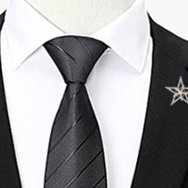 Dragkedja slips för formell brudgum polyester lätt dragkedja knutfria herrkläder accessoarer svart