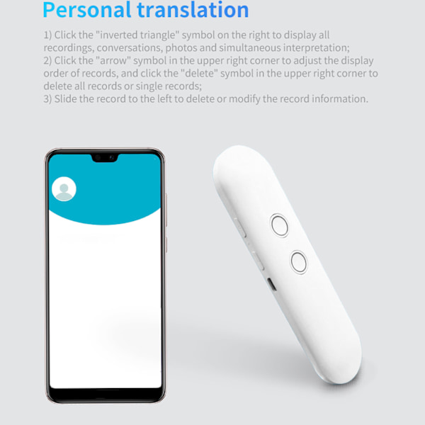 Språkoversetterenhet 96 språk Sanntids 2-veis oversettelse Bærbar intelligent stemmeoversetter
