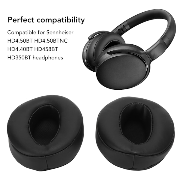 Erekksjonsputer i proteinlær, myk svamp, støyisolasjon, øreputer for Sennheiser HD4.50BT HD4.50BTNC HD4.40BT