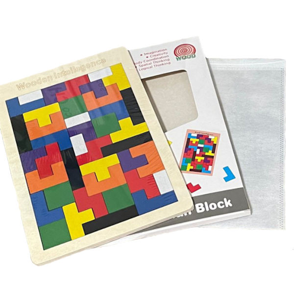 Träpussel - Tetris Tangram Pusselspel - Pedagogisk Leksak för Barn - Färgglada Träpussel - Pedagogisk Leksak / Present