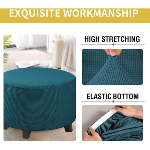 Elegant Fotpallskompis, Rund Förvaringsöverdrag för Ottoman med Estetisk Dekor för Möbelskydd, Stretch Ottoman Överdrag Säkerställer Halkfrihet och