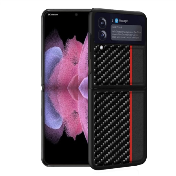 Carbon Fiber Mønster Telefon Etui Kompatibel til Samsung Z FLIP 3 Anti Fingerprint Beskyttende Cover All Inclusive Folding Telefon Cover