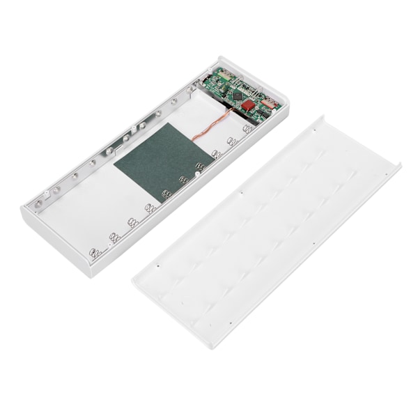 L10 10x18650 DIY Power Bank 22.5W Nopea lataus 15W Langaton lataus Akun kotelo LCD-näytöllä ja Micro Type C -tulo Valkoinen