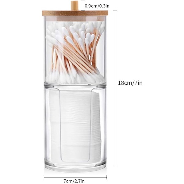 Bomuldsvatpind Dispenser, Transparent Bomuldsvatpind Holder, Bomuldsvatpind Æske, Bomulds Pad Dispenser til Makeup Badeværelse