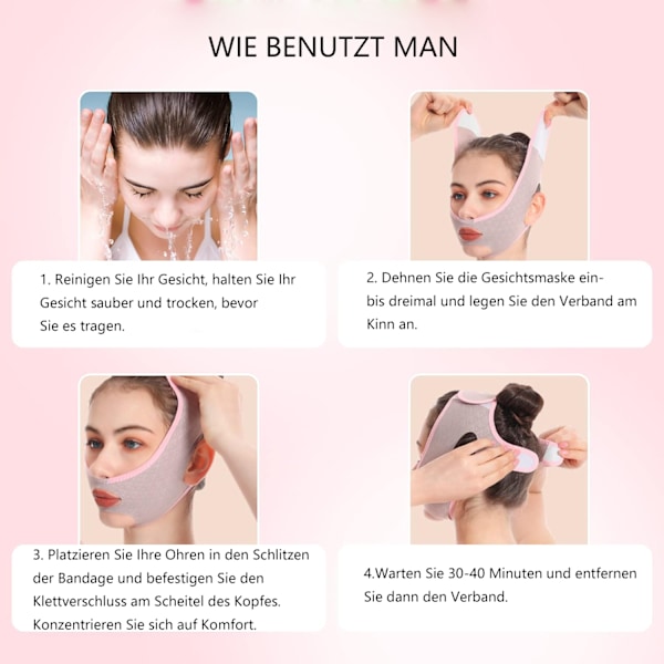 Återanvändbar V-Linje Mask, Ergonomiskt Designad För Dubbelhakreducering, Skönhetsfrämjande Ansiktsskulpterande Sömnhjälp, Halkfri Anti-Snarknings Hakrem, Hög