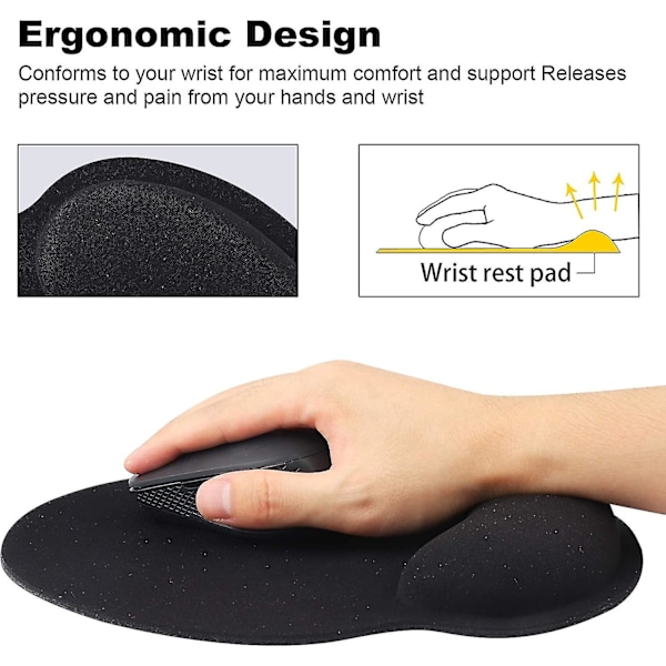 Musmatta med Minnesskumstöd, Ergonomiskt Handledsstöd för Bekväm Användning, Halkfri Gummibas & Slät Yta, Perfekt för Både Män och Kvinnor