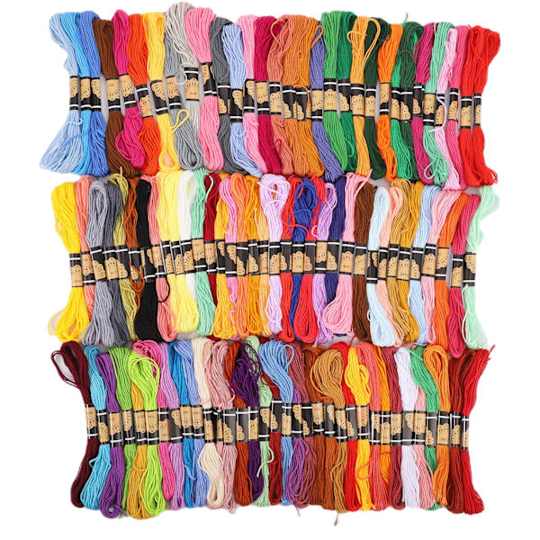 100 stk. broderigarn krydsstingstråd flerfarvet polyester bomuldsspoler 8 meter