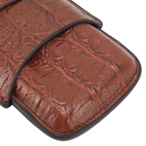 3 Finger Cigar Etui Kunstig Læder Blød Anti Fade Åndbar Rejse Cigar Humidor med Lomme
