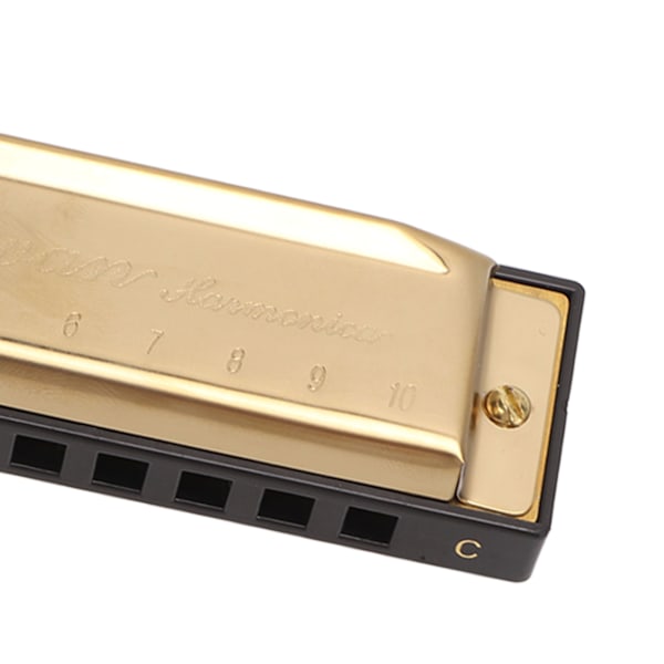 Munspel Krompläterad Kopparplatta Gyllene 10 Hål 20 Toner C-Dur Munorgel Instrument för Konsert